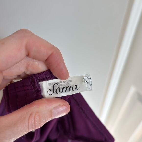 NWT Soma Swim Convertible Halter Bra Cup Sized Tankini Top in Henna Plum 34B - Picture 6 of 11